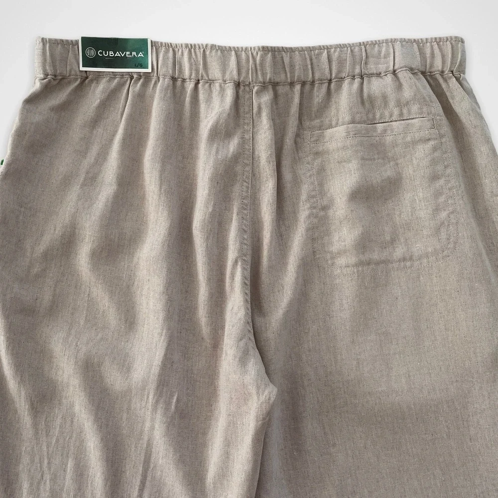 Cubavera Men's Size Large Linen Blend Wide Leg Straight Fit Drawstring Pants NWT